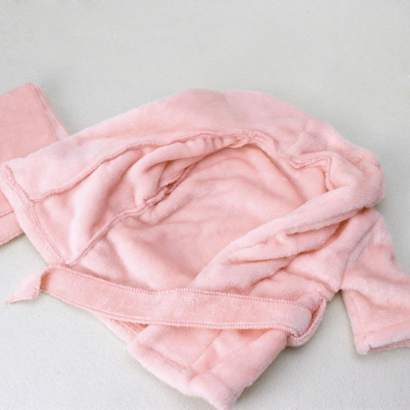 New Baby Bathrobes Bath Towel Solid Color Warm Baby Hooded Robe With Belt Newborn Photography Props Baby Photo Shoot Accessories