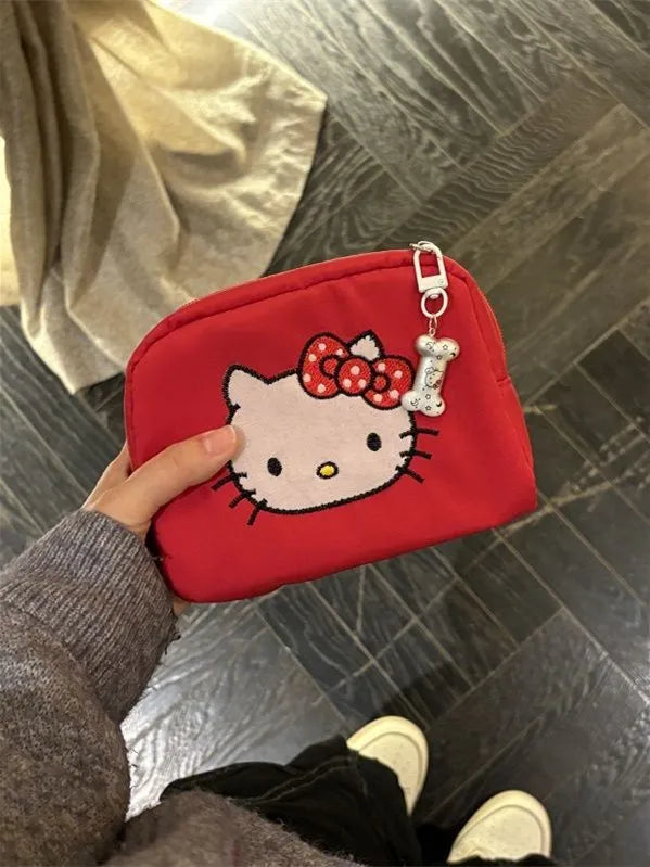 Cartoon HelloKitty Small Makeup Bag Cute Girl Portable Handheld Makeup Bag Makeup Storage Bag
