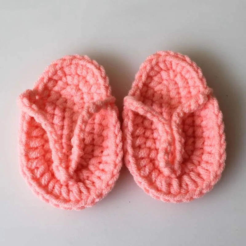 Newborn Photography Prop Accessories 1 Pair Baby Knitted Slippers Mini Handmade Crochet Shoes Boys Girls Fotografia Flip-flops
