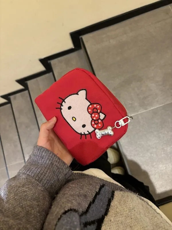 Cartoon HelloKitty Small Makeup Bag Cute Girl Portable Handheld Makeup Bag Makeup Storage Bag