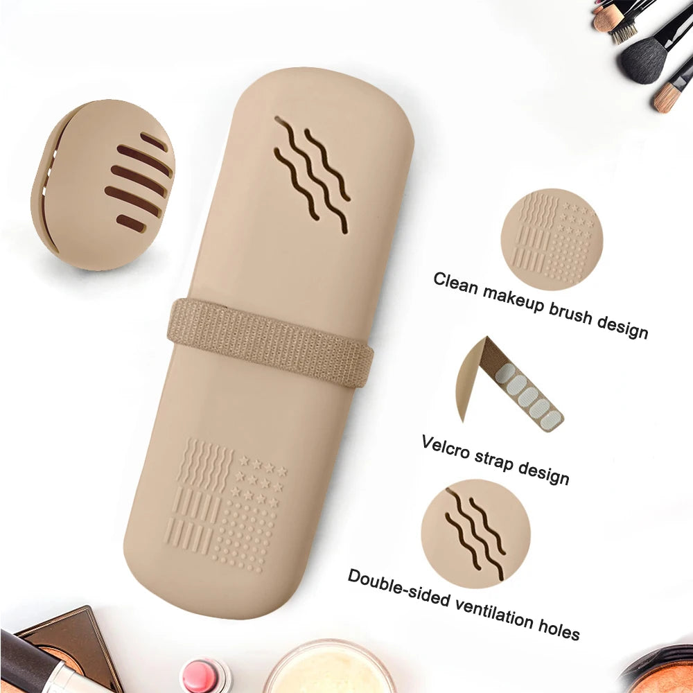Travel Makeup Brush Bag Set Silicone Storage Bag With AntiFall Closure Daily Makeup Bag Makeup Sponge Box Waterproof Makeup Tool