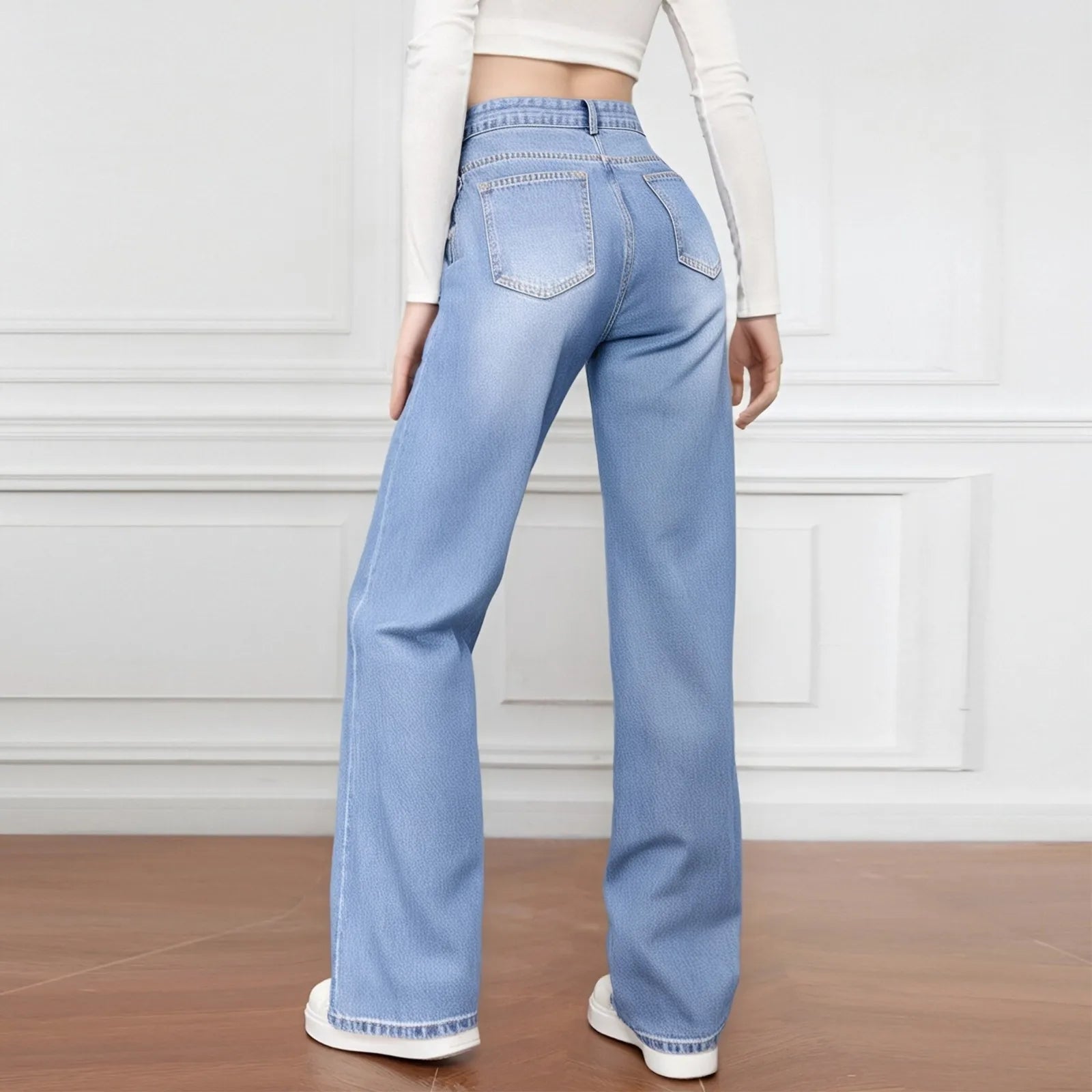 Women's High Waist Washed Women's Jeans Fashionable Versatile Straight Leg Pants Jeans Women Jean Pants Women Jeans Women 2025