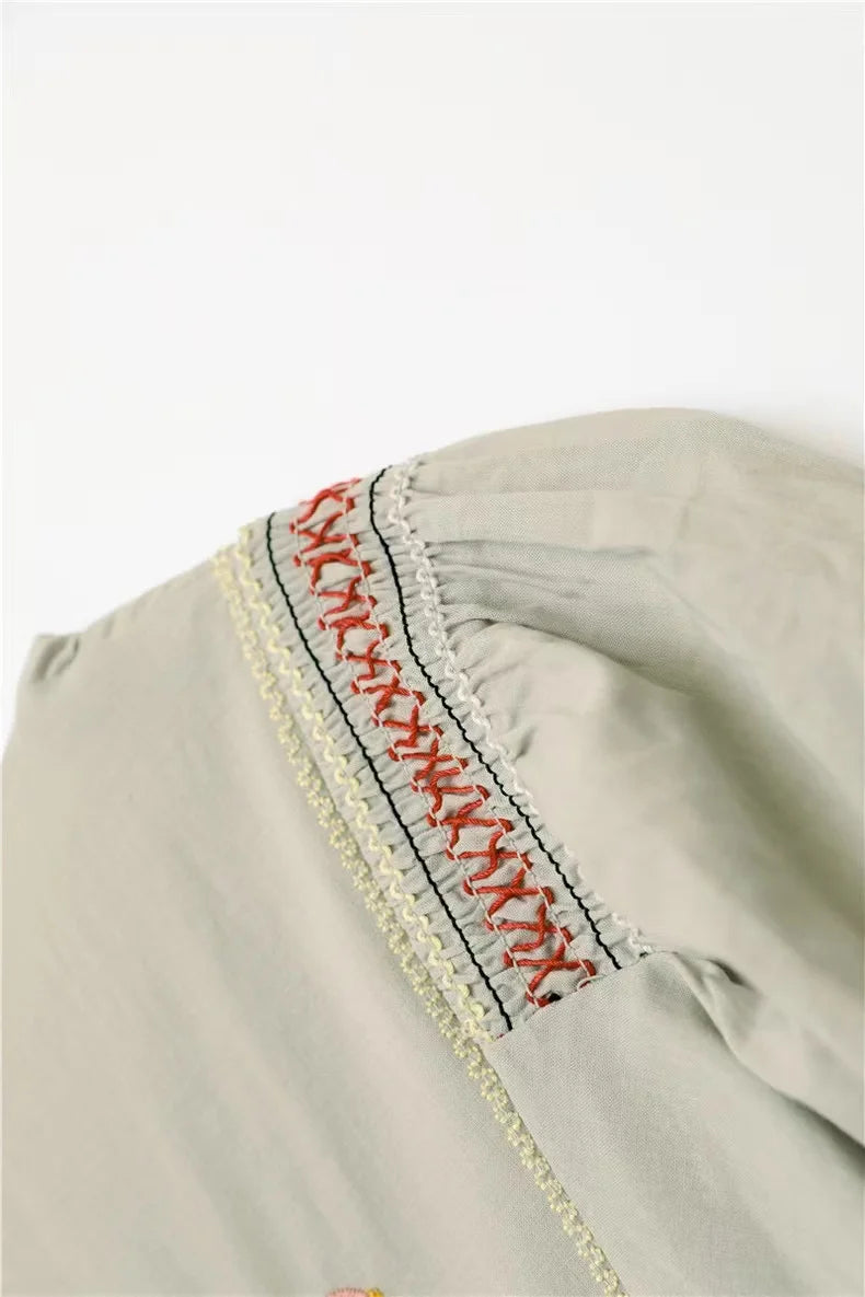 RARF 2024 Nouveau positionnement industrie lourde broderie artisanat col en V robe longue style bohème vacances