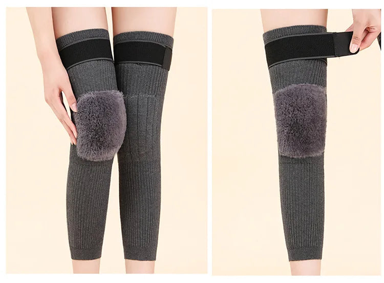 1 Pair Thermal Cashmere Knee Leg Warmers Stretchy Knee Brace Winter Warm Leg Sleeves Kneepads Muscle Joint Care Knee Support Pad