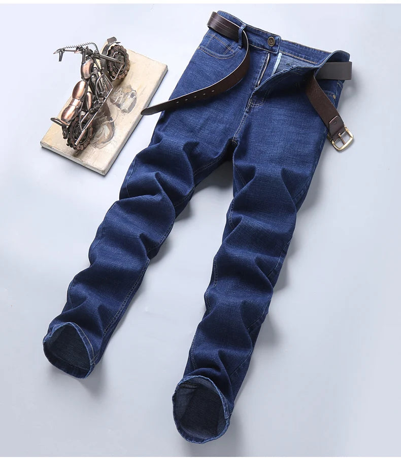 Jeans droits pour hommes, nouvelle collection 2024, pantalon slim extensible, confortable et doux, pantalon en denim pour hommes, vêtements de marque