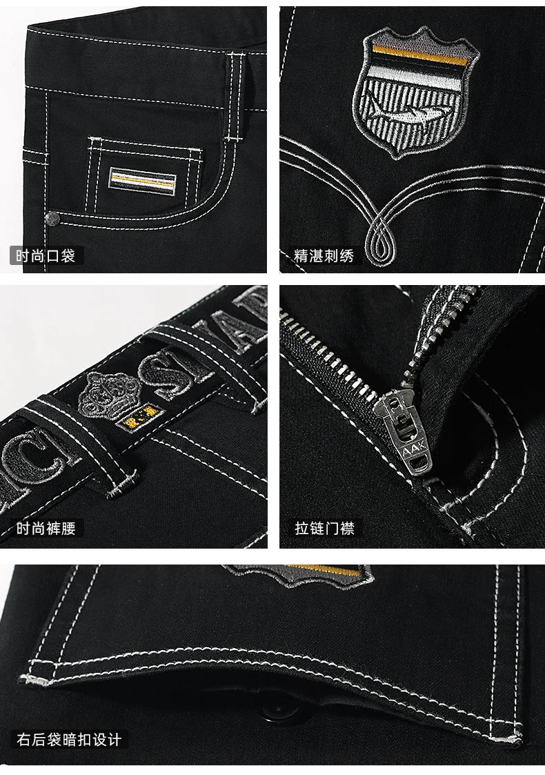 2024 New Summer Mens Black Jeans  Bruce&Shark Best Jeans for Men Loose Fit Cowboy Pants Casual Stretch Cotton  Straight Leg