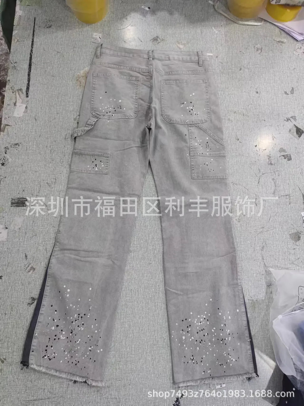 Pantalons de travail en jean pour hommes, vêtements de travail européens et américains, pantalons évasés en denim patchwork élastique superposé, tailles S à XXL