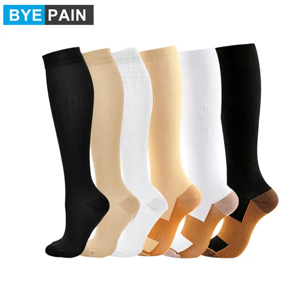 1Pair Calf Compression Socks for Men & Women 15-20mmHg-Graduated Supports Socks for Soccer Running Nurses