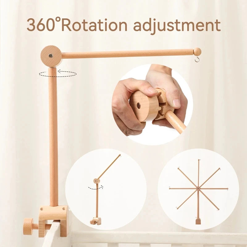 Baby Wooden Bedbell Bracket 0-12 Months Bed Bell Bracket Wooden Mobile Newborn Crochet Bed Bell Hanging Toys Newbaby Rattle Toys
