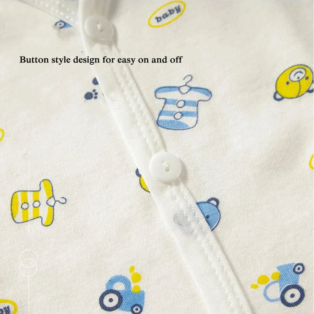 Vêtements pour bébés de 0 à 3 mois, sous-vêtements pour nouveau-nés, motif dessin animé, en coton, boutons, haut à manches longues et pantalon long pour filles et garçons