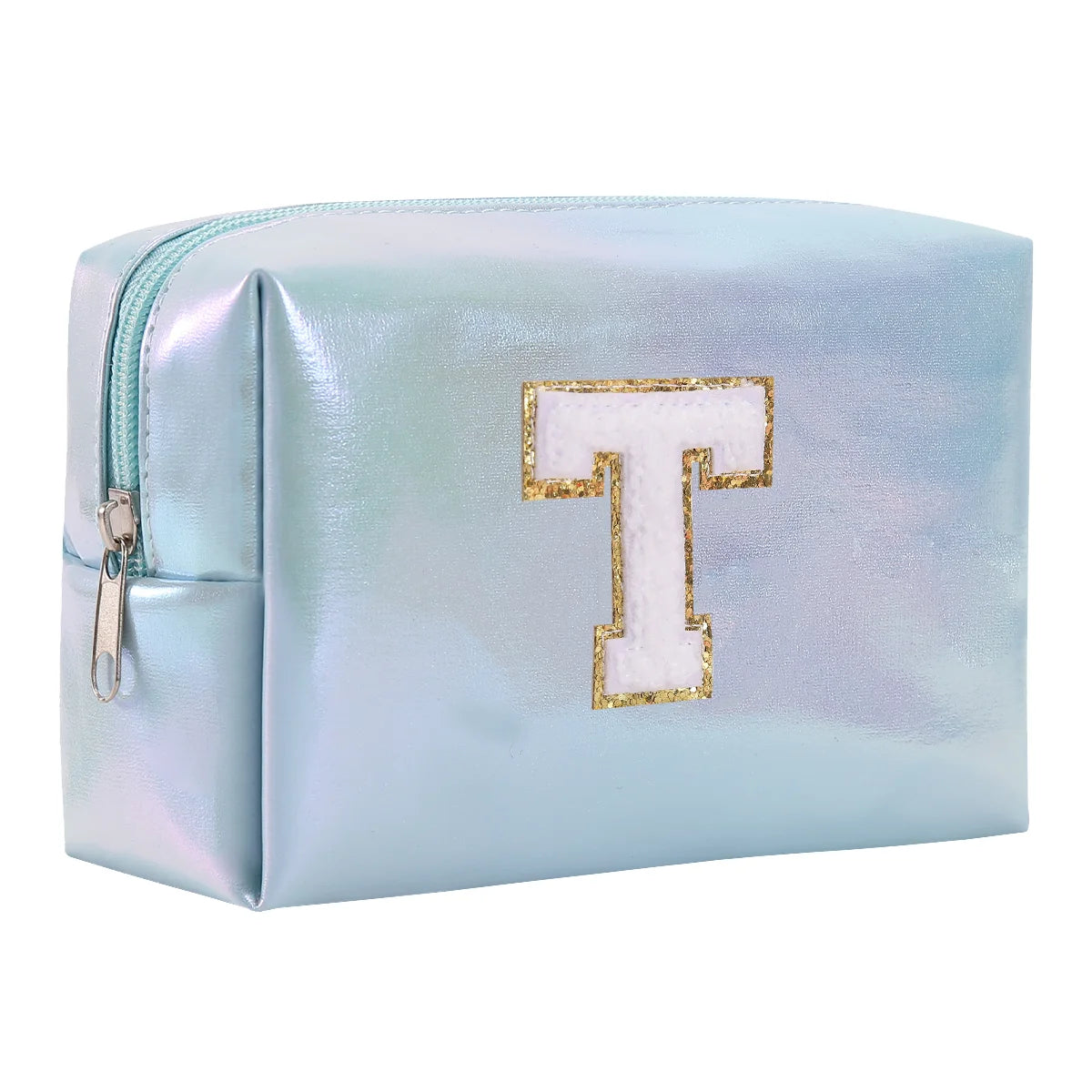 Personalized Initial Makeup Bag,Letter Zipper Cosmetic Bag for Womens,Preppy Makeup Bags,Makeup Pouch, Travel Makeup Bags