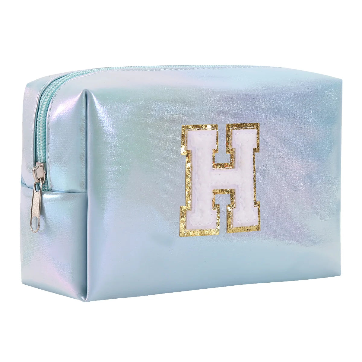 Personalized Initial Makeup Bag,Letter Zipper Cosmetic Bag for Womens,Preppy Makeup Bags,Makeup Pouch, Travel Makeup Bags