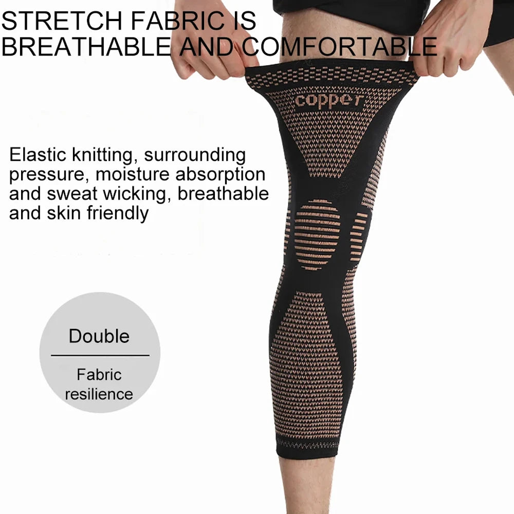 1/2Pcs Copper Full Leg Sleeves Long Compression, Knee Braces, Knee Compression Sleeves for Meniscus Tear, ACL, Arthritis, Sport