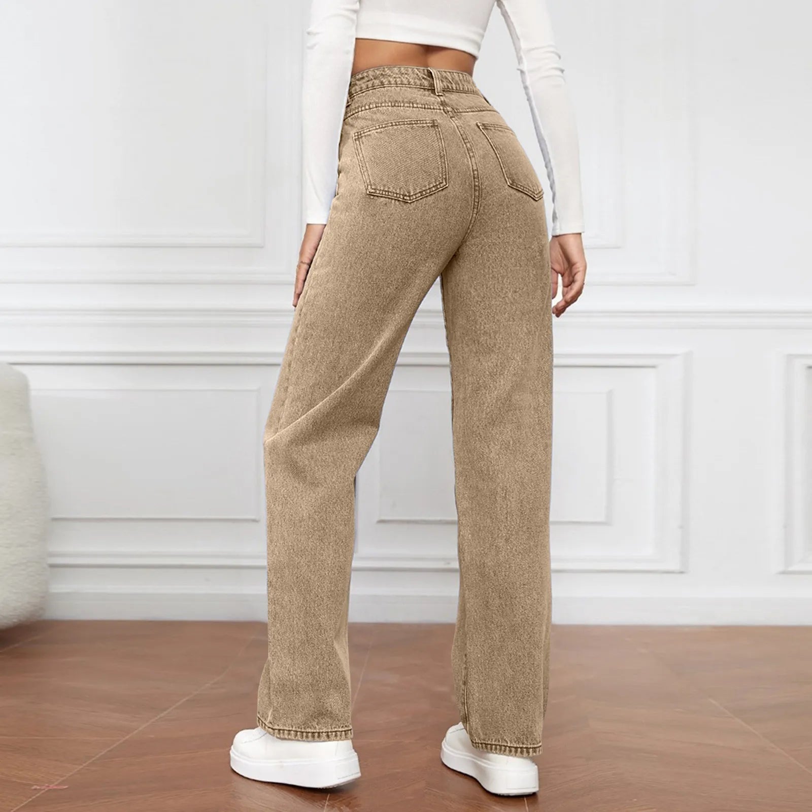 Women's High Waist Washed Women's Jeans Fashionable Versatile Straight Leg Pants Jeans Women Jean Pants Women Jeans Women 2025