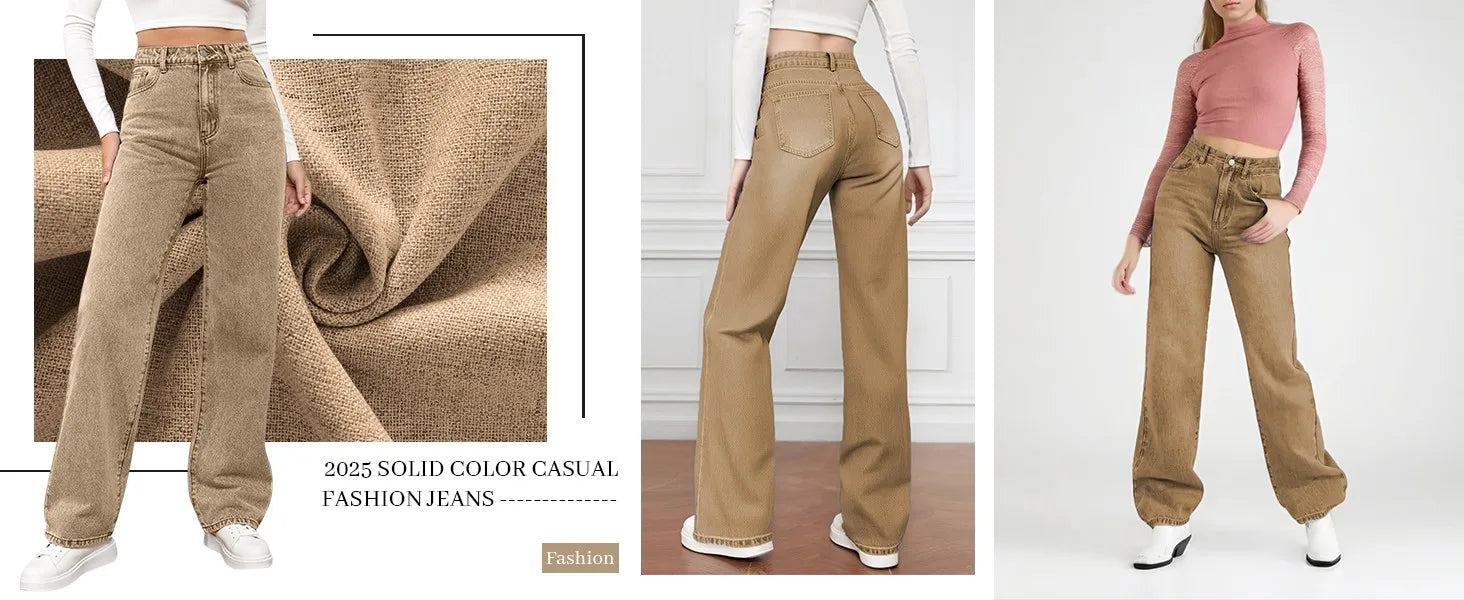 Women's High Waist Washed Women's Jeans Fashionable Versatile Straight Leg Pants Jeans Women Jean Pants Women Jeans Women 2025