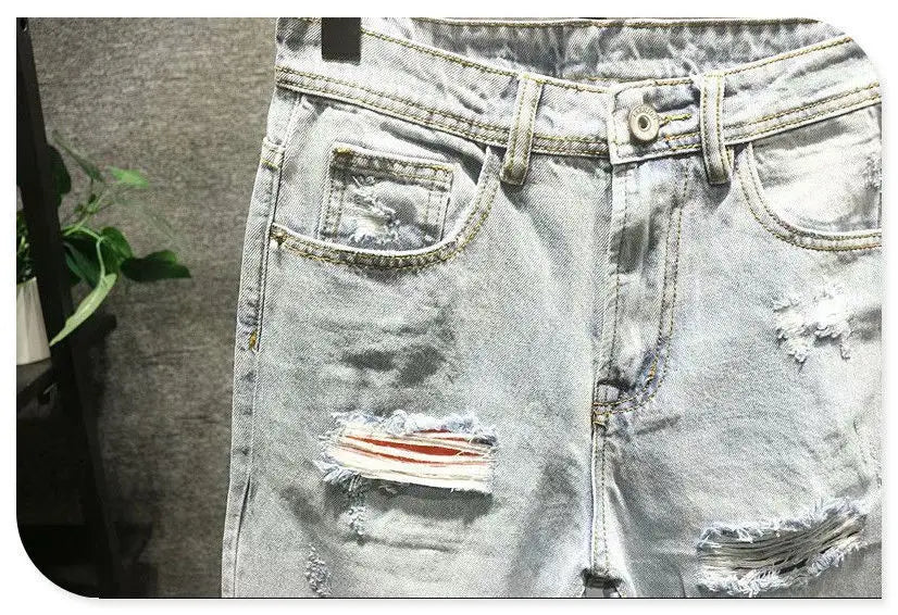 Ripped Jeans for Men 2022 Vintage Clothes Patch Hole Beggar Pants Jean Baggy Light Color 90s Streetwear Vintage Trousers