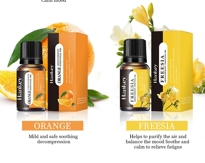 14 Lezzet 10ml Aroma Difüzör Hava Nemlendirici Ev Suda Çözünür Portakal Vanilya Gül Lavanta Koku Yağı için Esansiyel Yağlar