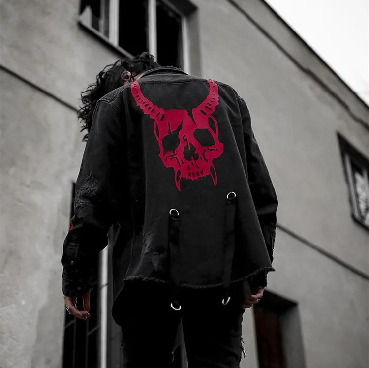 Mens Gym Trend Denim Jacket Techwear Jeans Jackets Causal Fitness Man Loose Clothing Outerwear Coat Cotton Sports Sweatshirt