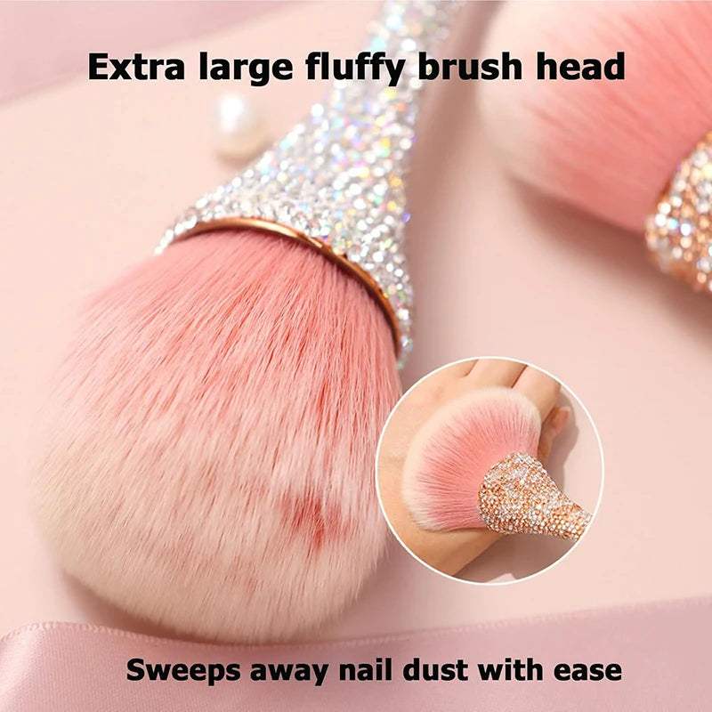 Rhinestone Nail Dust Brush Makeup Brush Large Face Powder Makeup Brushes Dust Powder Foundation Makeup Brush For Nail Makeup Too