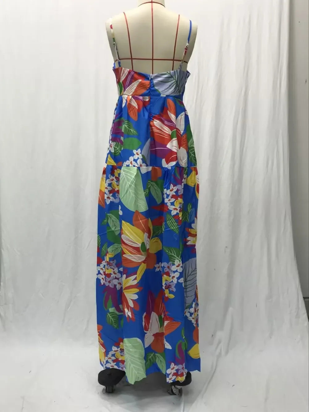 2024 New Summer Women's Clothing European American Style Off-the-shoulder Printed Dresses Oversized Tank Long Skirts