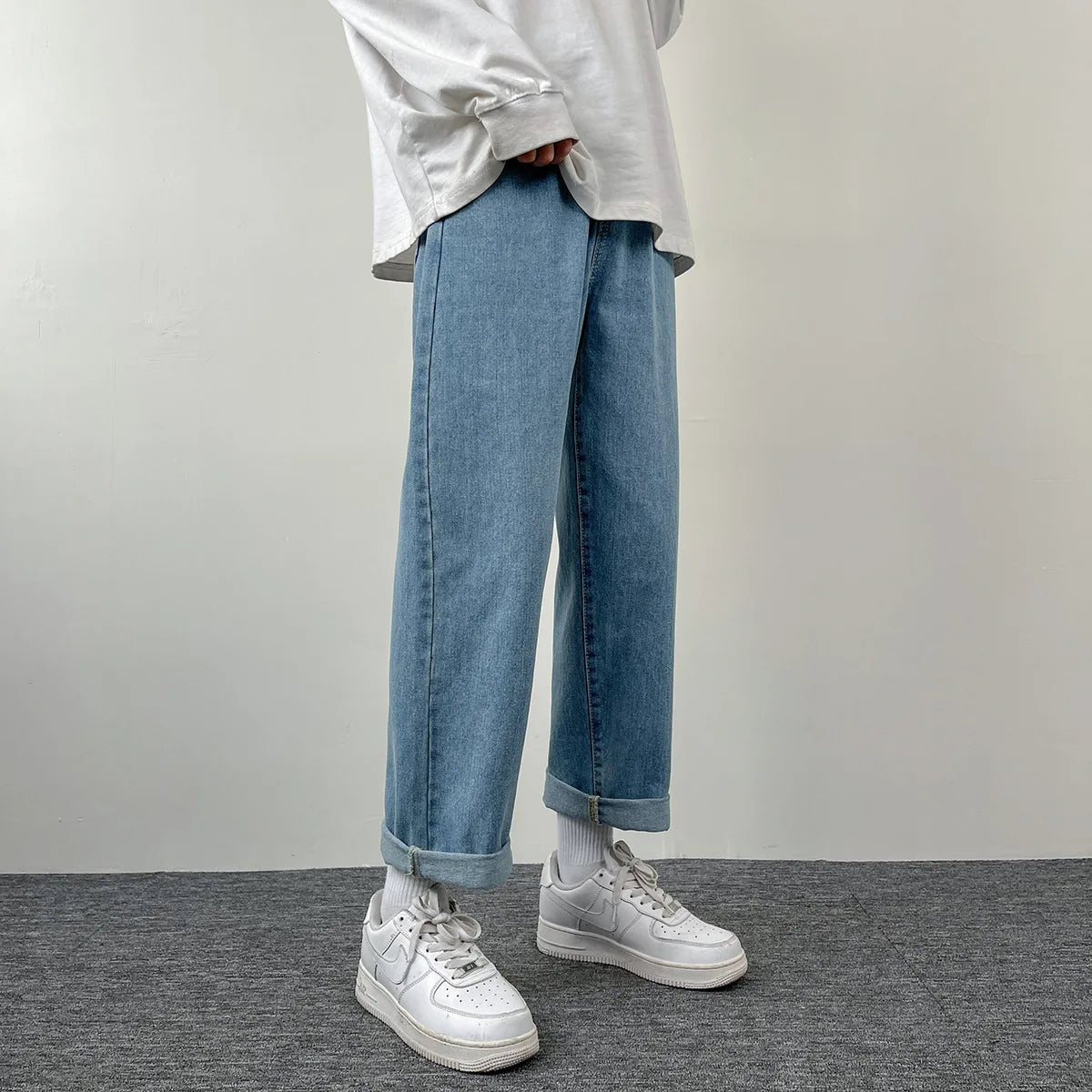2025 New Men's Casual Jeans | Korean Euro US Style | Straight & Wide Leg Denim Pants | Solid Color Trendy Design
