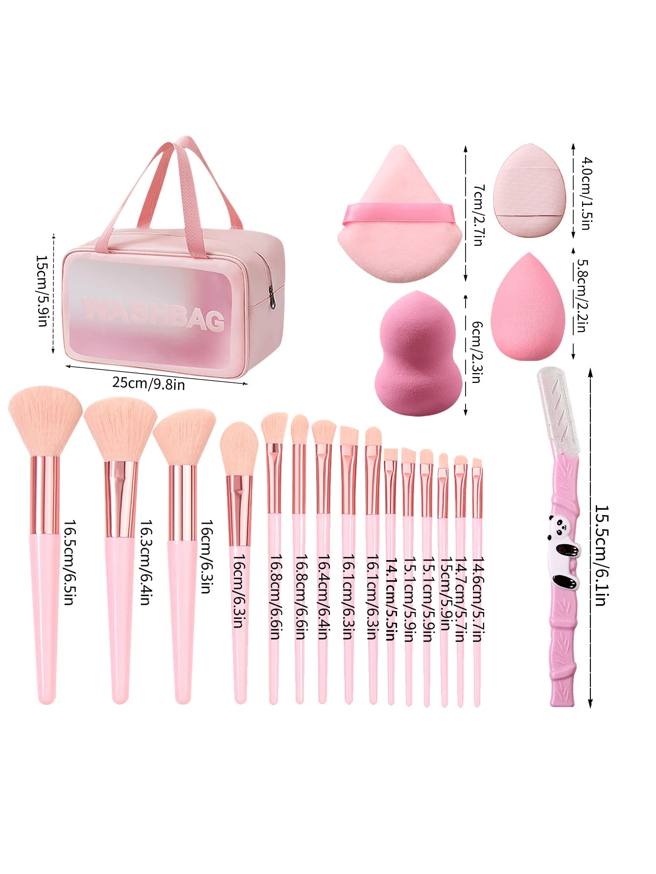 30pcs Makeup brush set combination Makeup brush set, makeup sponge set, eyebrow shaving knife, makeup brush storage bag