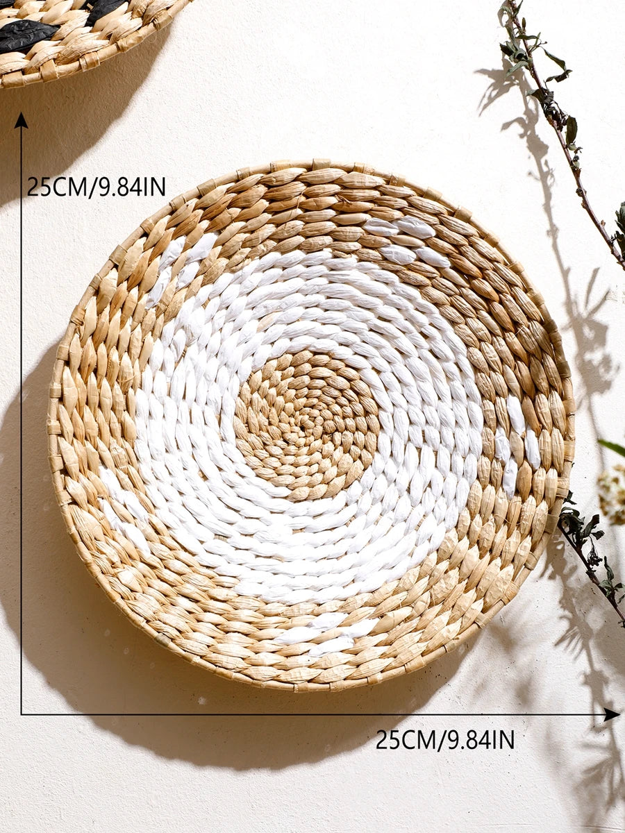 Wall Basket Decor Boho Handmade Seagrass Wall Hanging Decor Natural Basket Wall Art for Kitchen Bedroom Living Room Ornament