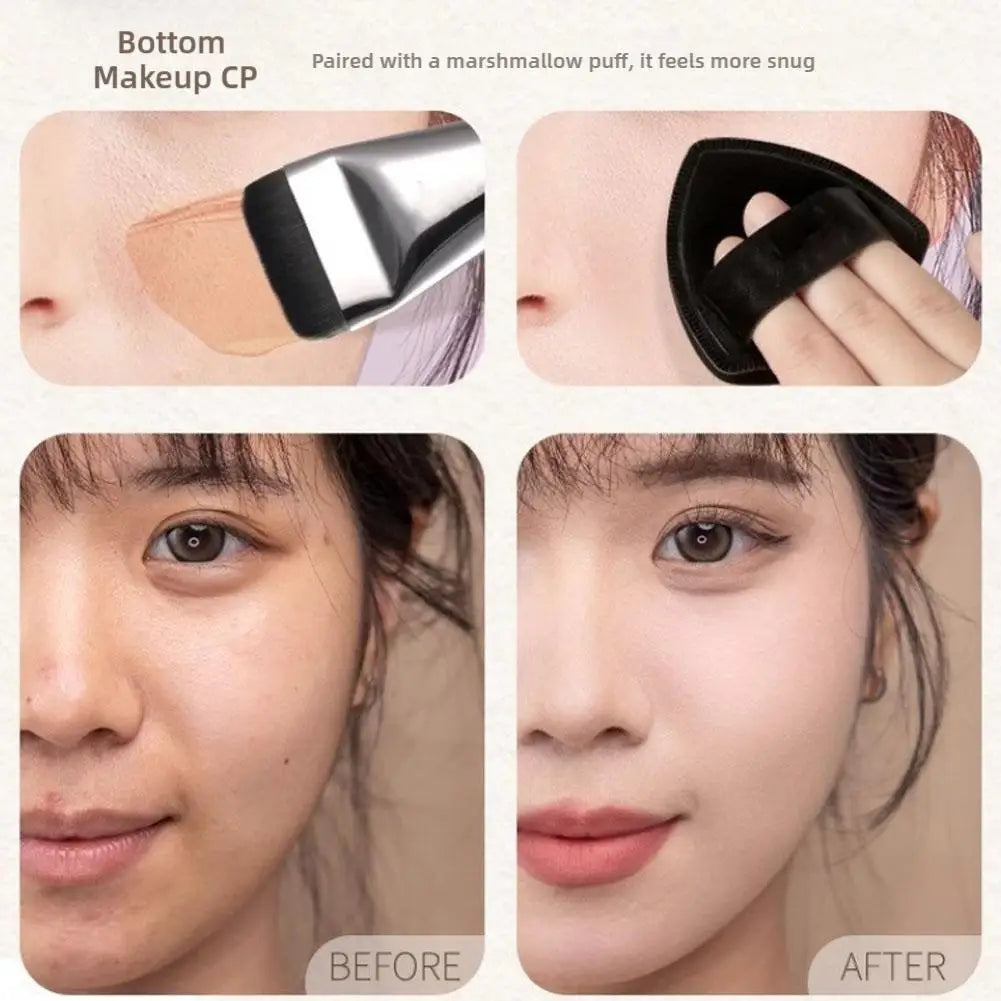 Professional Makeup Kit Natural Matte Long-Lasting Liquid Foundation+Flat Top Brush &Sponge Full Coverage 24H Lightweight Makeup