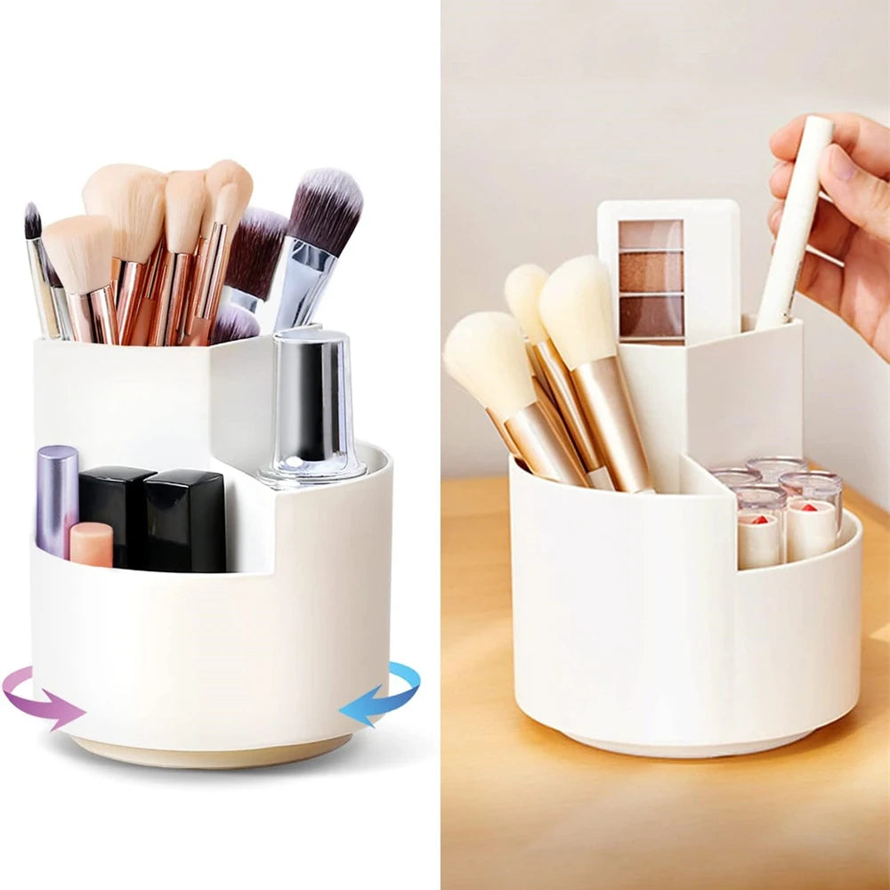 Makeup Brush Holder, 360° Swivel Makeup Brush Container, Makeup Brush Storage, Brush Holder, Makeup Brush Holder White