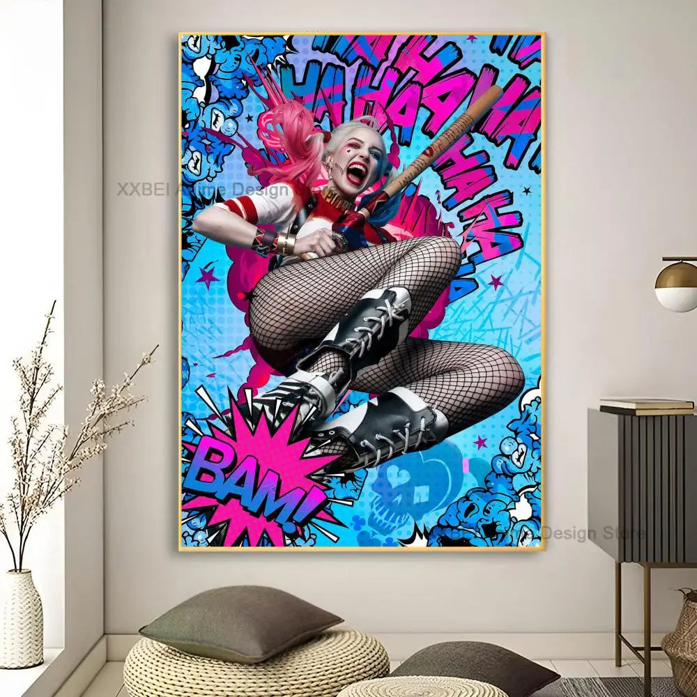 Décoration murale moderne pour la maison, affiches et autocollants H-Harley Cool Quinns, pour chambre à coucher, salle d'activités, bar, art mural à suspendre, peinture décorative
