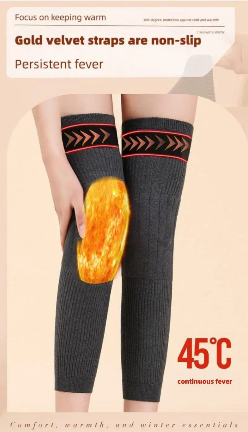 1 Pair Thermal Cashmere Knee Leg Warmers Stretchy Knee Brace Winter Warm Leg Sleeves Kneepads Muscle Joint Care Knee Support Pad