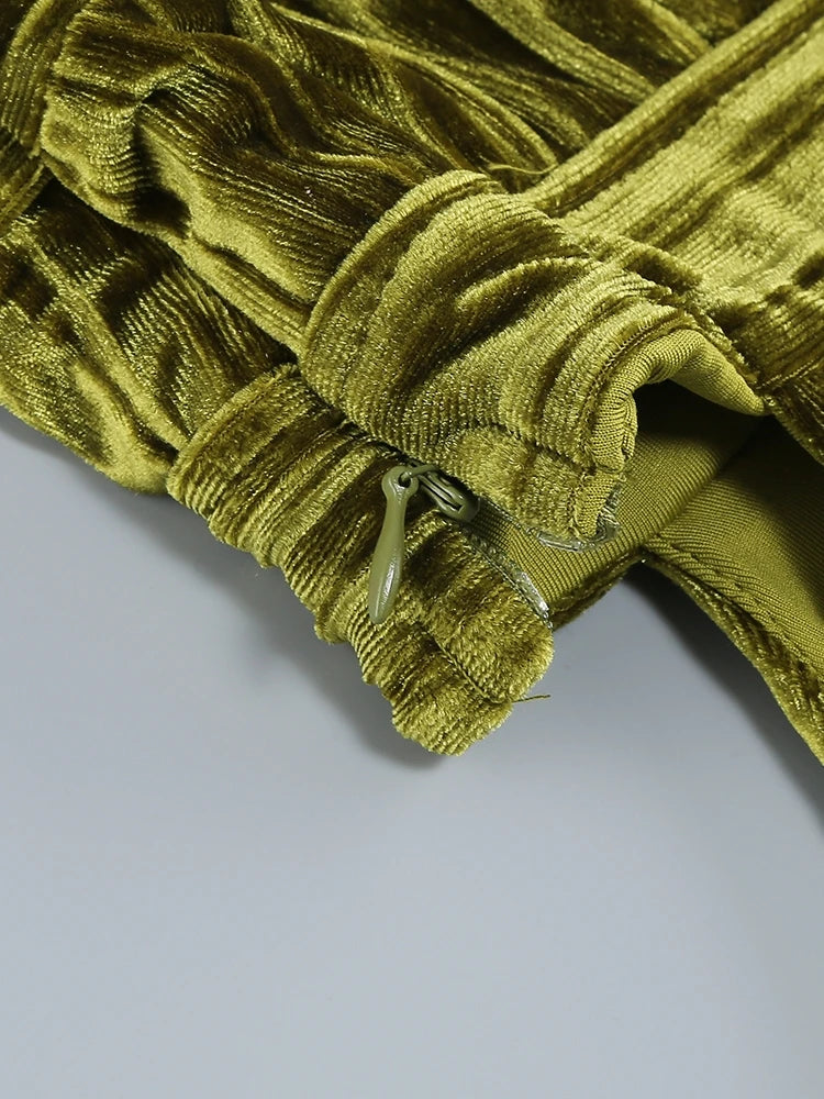 Sexy Sleeveless V Neck Hollow Out Long Dress Women Green Straps Backless High Waist Pleated Split Maxi Dress Party Evening Dres