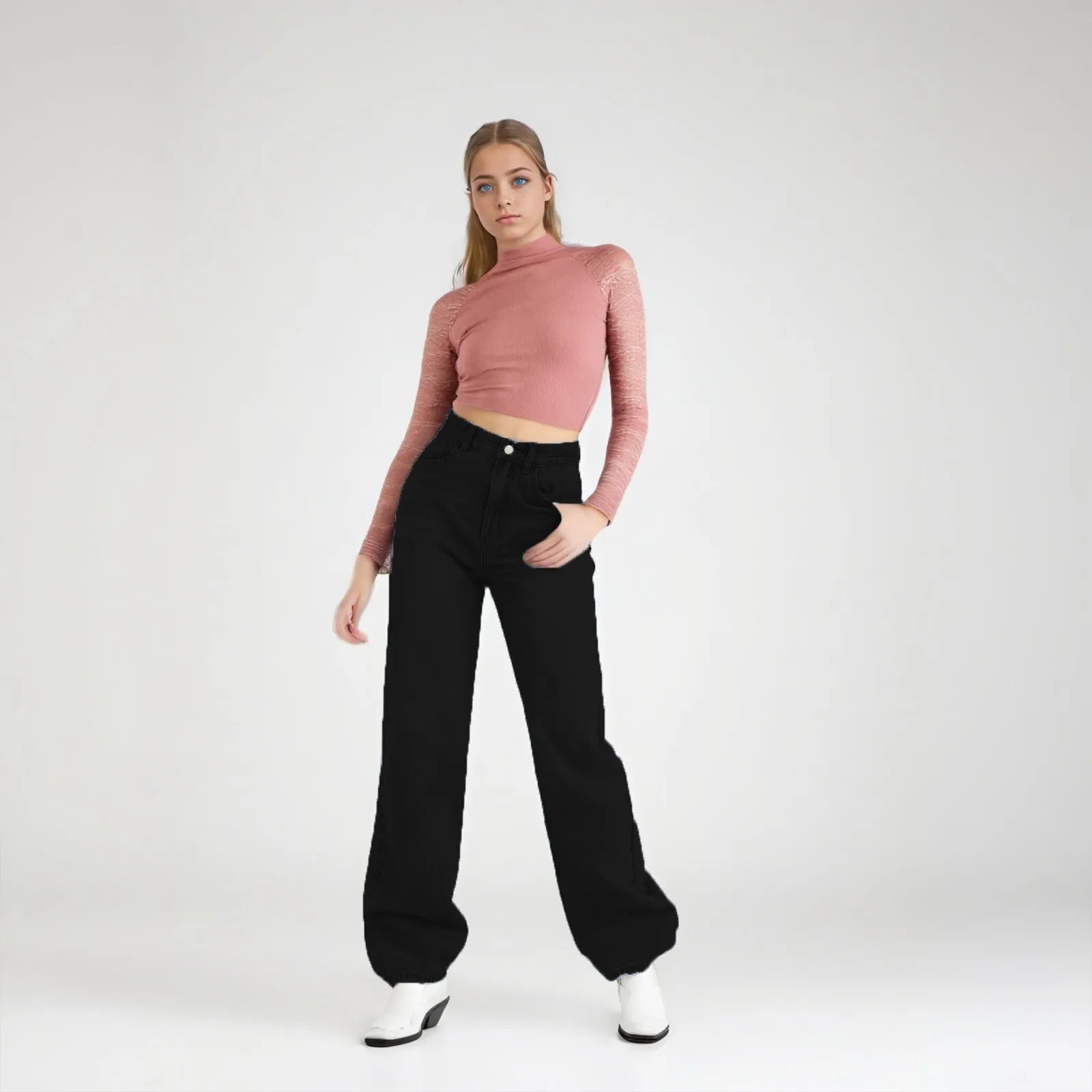 Women's High Waist Washed Women's Jeans Fashionable Versatile Straight Leg Pants Jeans Women Jean Pants Women Jeans Women 2025