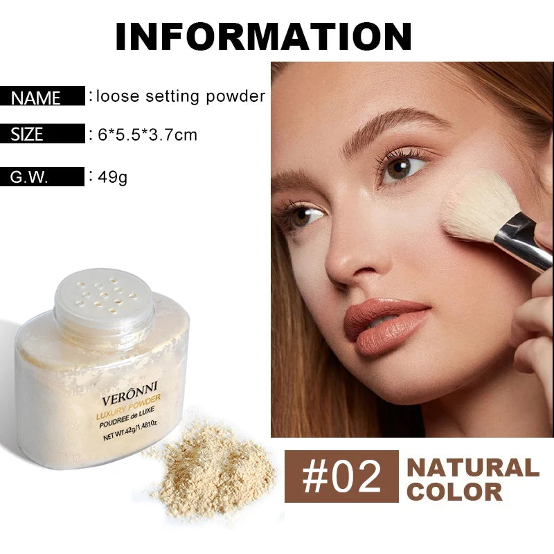3pcs Face Makeup Kit Include 15ml Full Coverage Liquid Foundation Hydrating Makeup Primer and Loose Powder,Sweat-resistant
