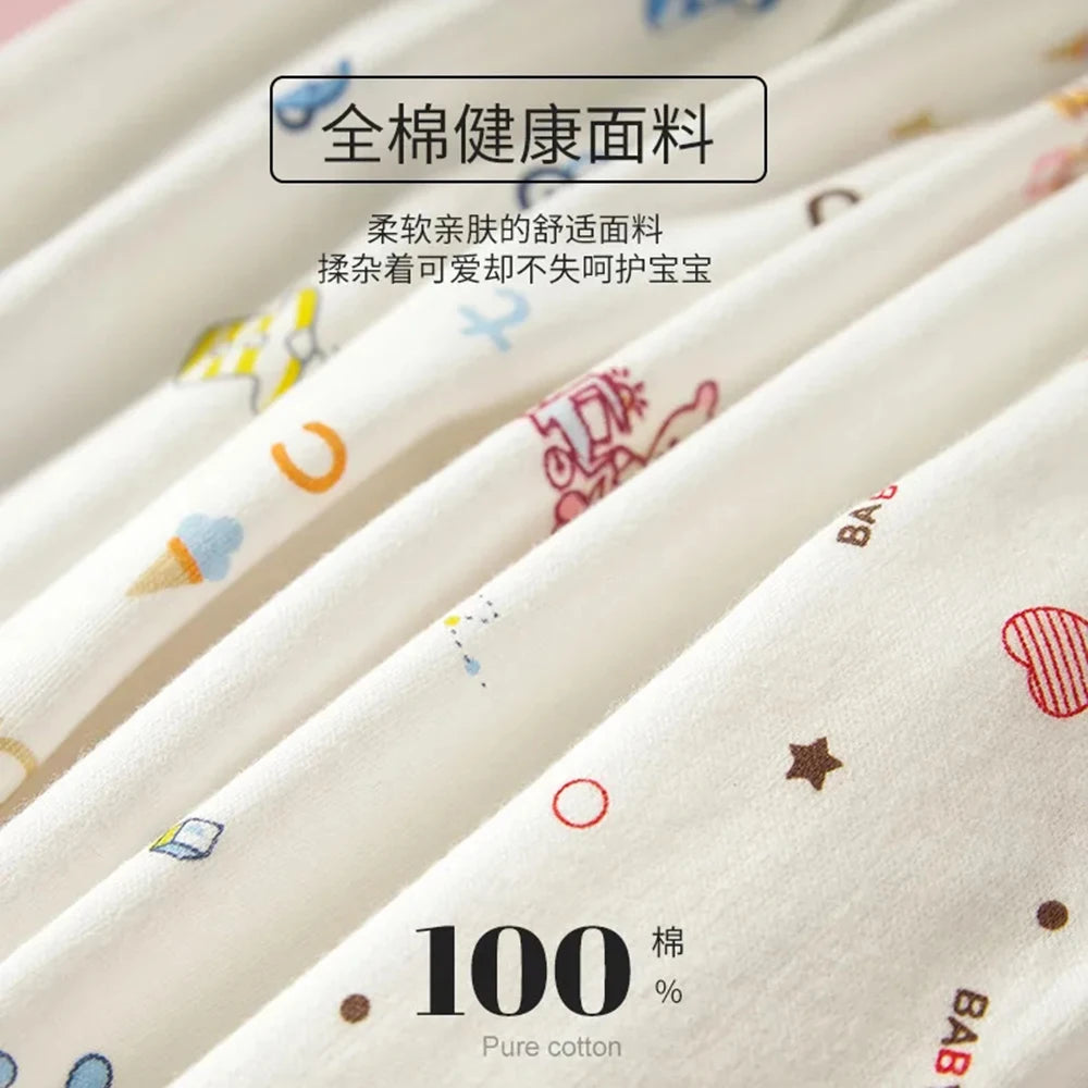Vêtements pour bébés de 0 à 3 mois, sous-vêtements pour nouveau-nés, motif dessin animé, en coton, boutons, haut à manches longues et pantalon long pour filles et garçons