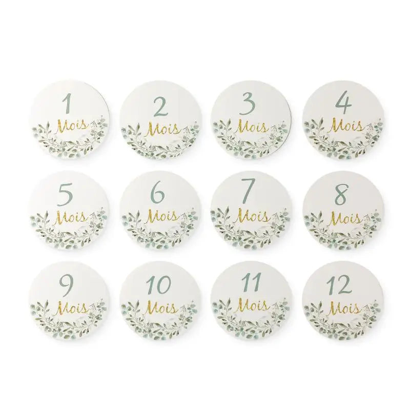 Baby Milestone Number Monthly Memorial Cards For Newborn Baby Paper Wooden Engraved Age Photography Accessories Birthing Gift