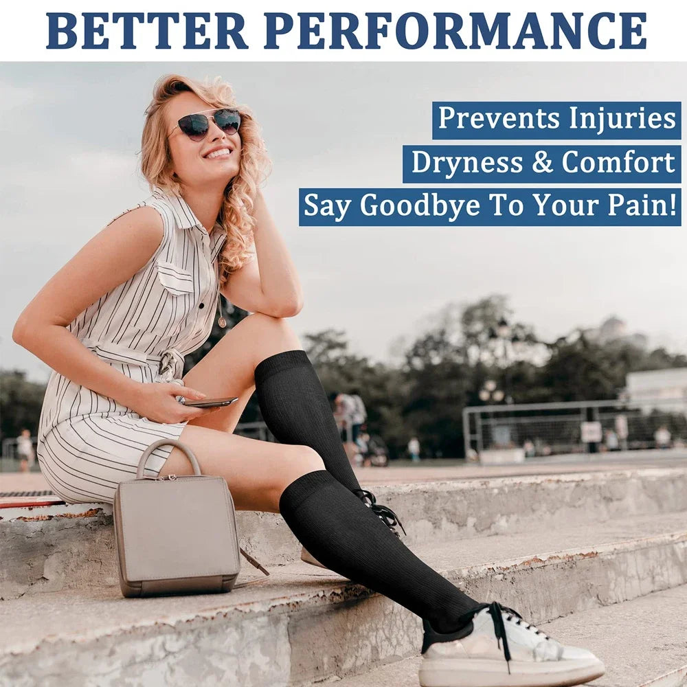 1Pair Calf Compression Socks for Men & Women 15-20mmHg-Graduated Supports Socks for Soccer Running Nurses