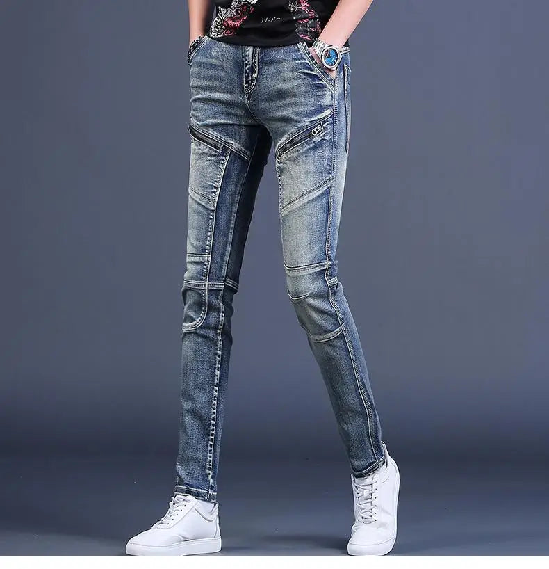 Streetwear Trending Slim Denim Jeans for Men Casual Spring Autumn Luxury Men's Clothing Slim Fit Jeans Men Washed Trousers Male