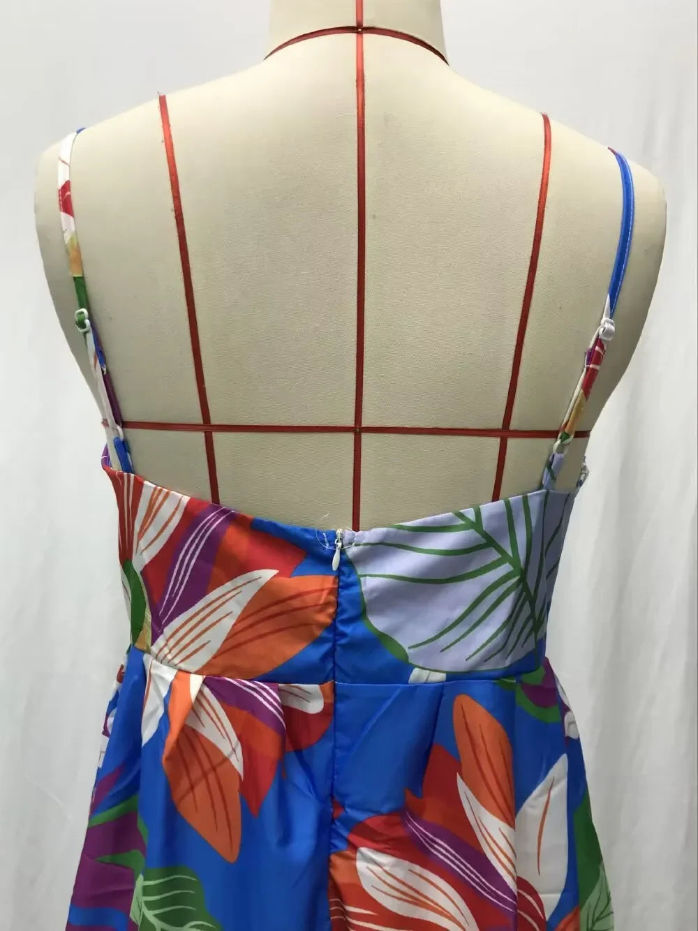 2024 New Summer Women's Clothing European American Style Off-the-shoulder Printed Dresses Oversized Tank Long Skirts