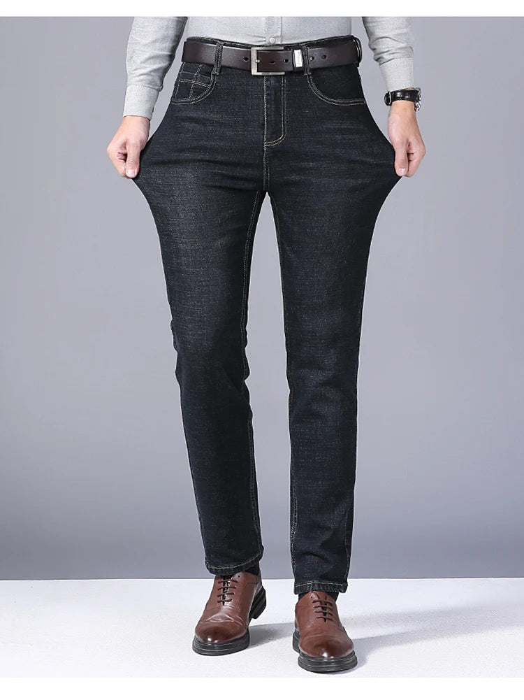 Jeans droits pour hommes, nouvelle collection 2024, pantalon slim extensible, confortable et doux, pantalon en denim pour hommes, vêtements de marque