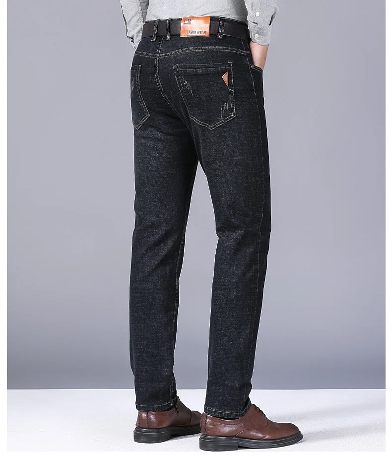 Jeans droits pour hommes, nouvelle collection 2024, pantalon slim extensible, confortable et doux, pantalon en denim pour hommes, vêtements de marque