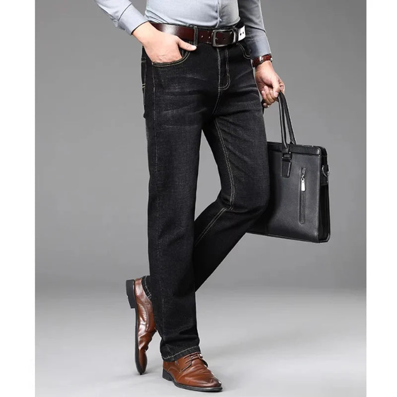 28-40 2024 Autumn/Winter New Men's Jeans High Quality Elastic Thickened Durable Pants with Washed Technology Denim Pants