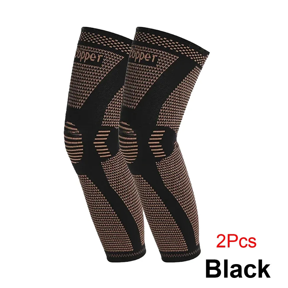 1/2Pcs Copper Full Leg Sleeves Long Compression, Knee Braces, Knee Compression Sleeves for Meniscus Tear, ACL, Arthritis, Sport