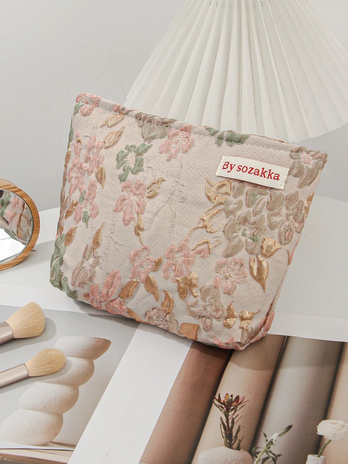 1pc/set jacquard makeup bag, cute floral makeup  bag, holiday gift clutch makeup bag, makeup storage bag