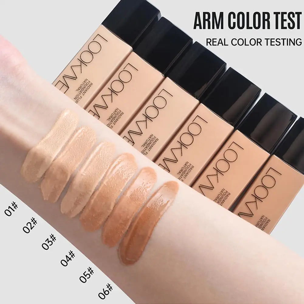 Professional Makeup Kit Natural Matte Long-Lasting Liquid Foundation+Flat Top Brush &Sponge Full Coverage 24H Lightweight Makeup