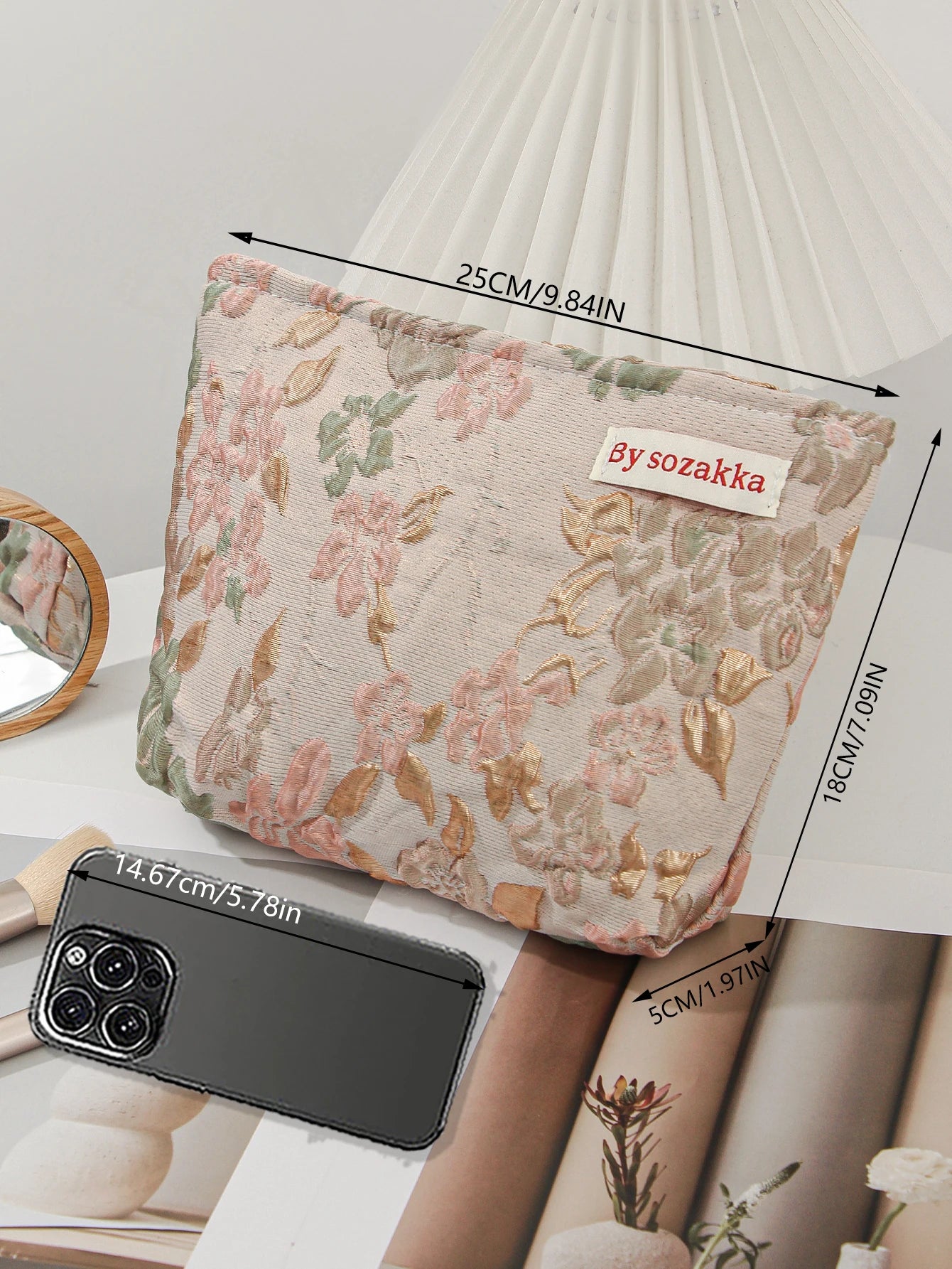 1pc/set jacquard makeup bag, cute floral makeup  bag, holiday gift clutch makeup bag, makeup storage bag