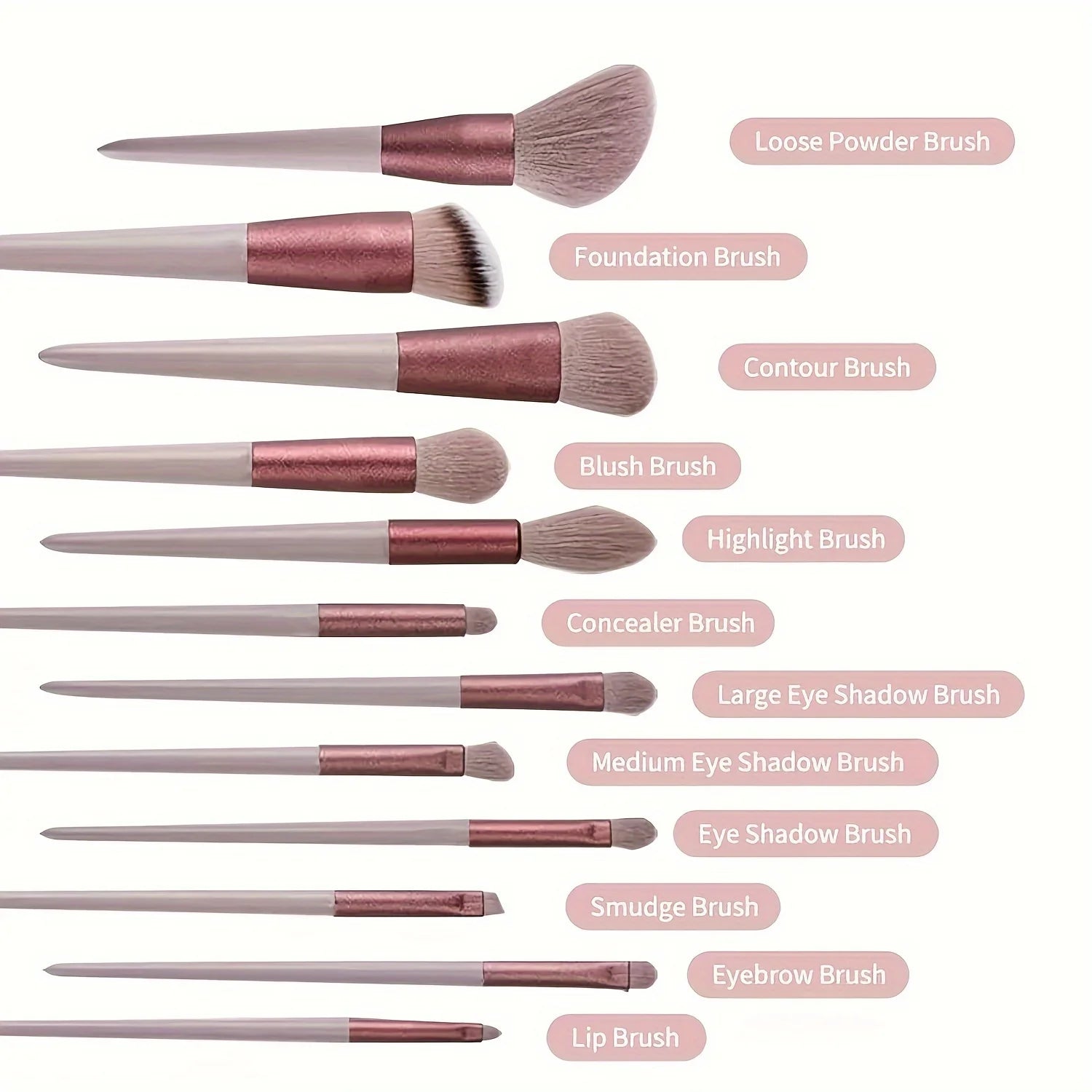Ensemble de 13 pinceaux de maquillage, pinceau de maquillage portable, pinceau à paupières, pinceau à blush en poudre super doux, outil de maquillage