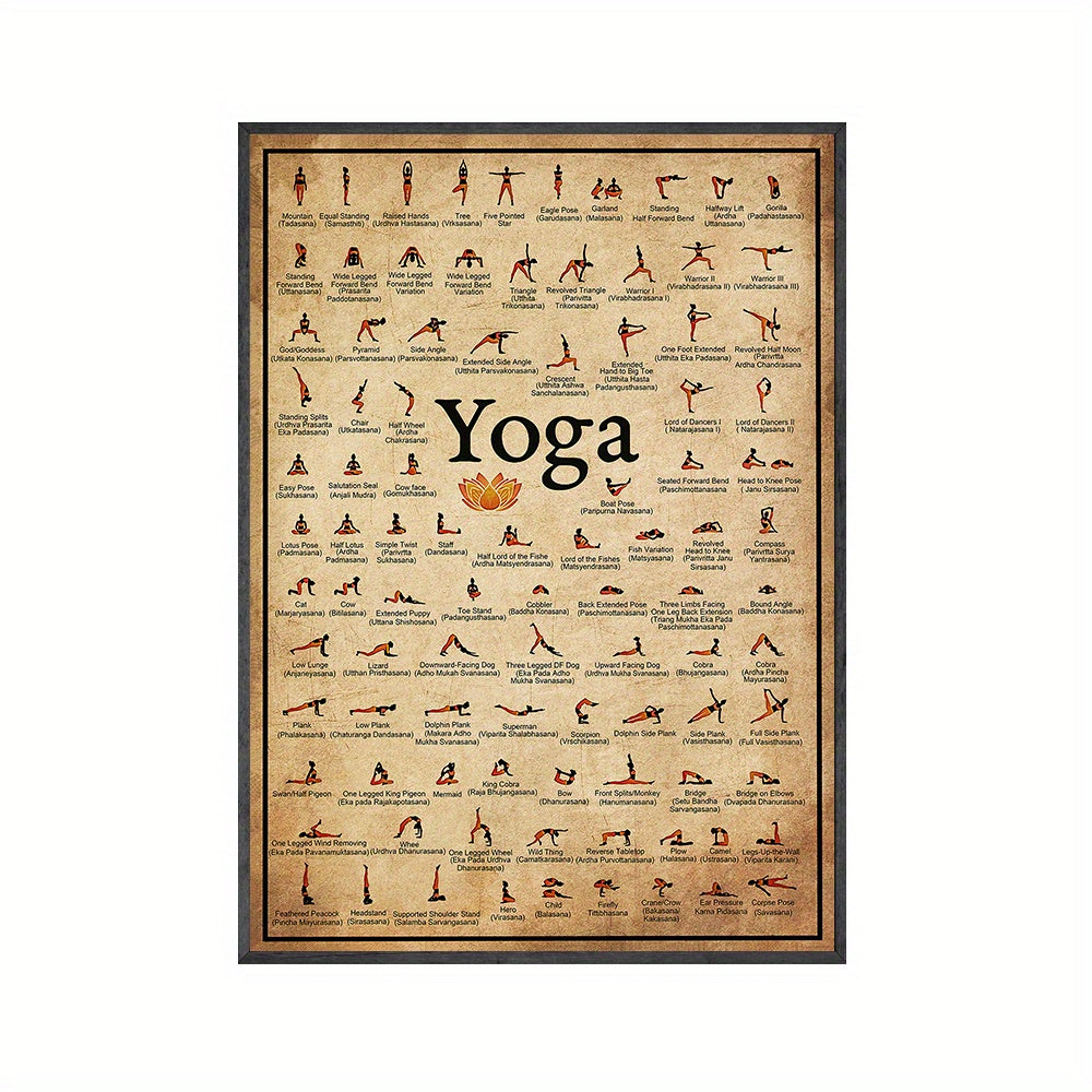 Affiche de postures de yoga - 1 pièce - Exercices à domicile - Salle de sport - Ashtanga - Décoration murale pour salon