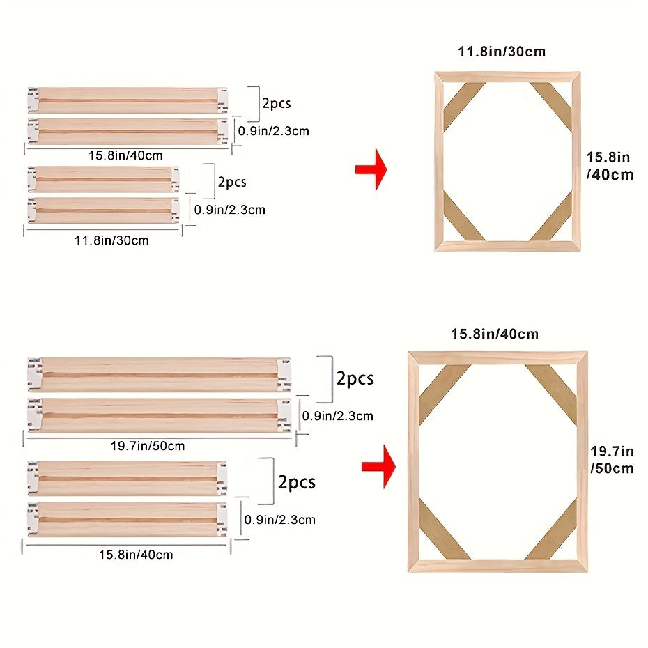 1 set Easy-to-Use DIY Wood Canvas Stretcher Frame Kit for Gallery Wrap Oil Paintings - Perfect for Wall Art Decor