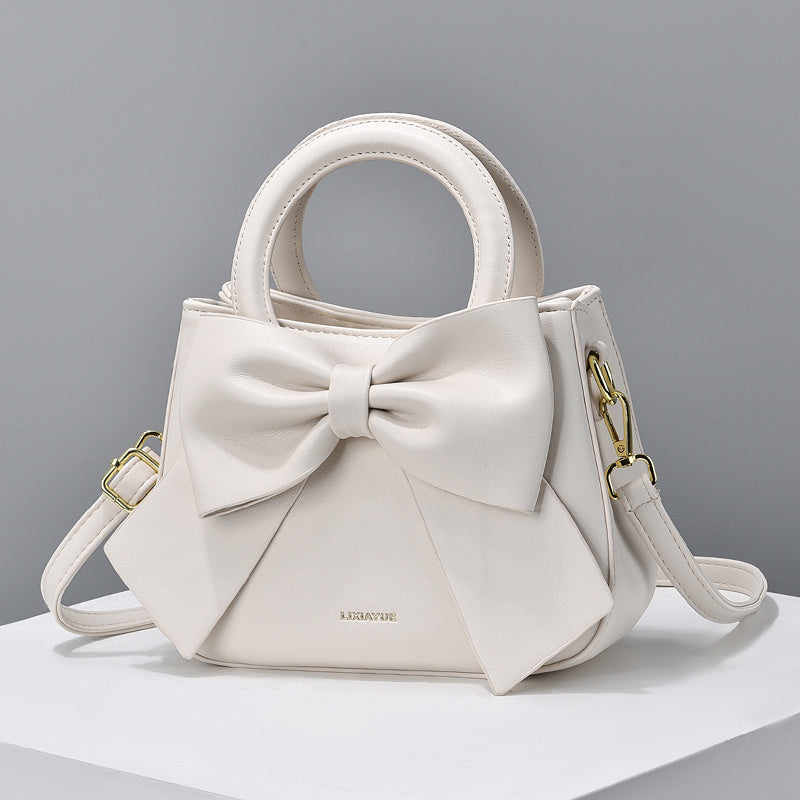 Chic Bow Accent Handbag - Durable Faux Leather, Dual Handle & Crossbody - Stylish Womens Purse for Everyday Fashion